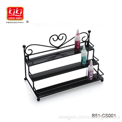 3 Tier Black Metal Heart Scrollwork Design Cosmetic Nail Polish Display Rack